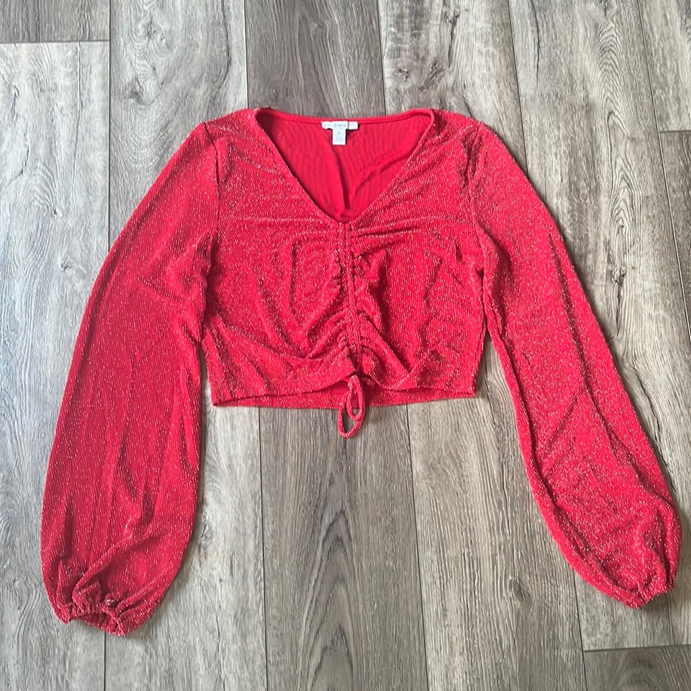 Trendy Red Sparkly Adjustable Crop Top